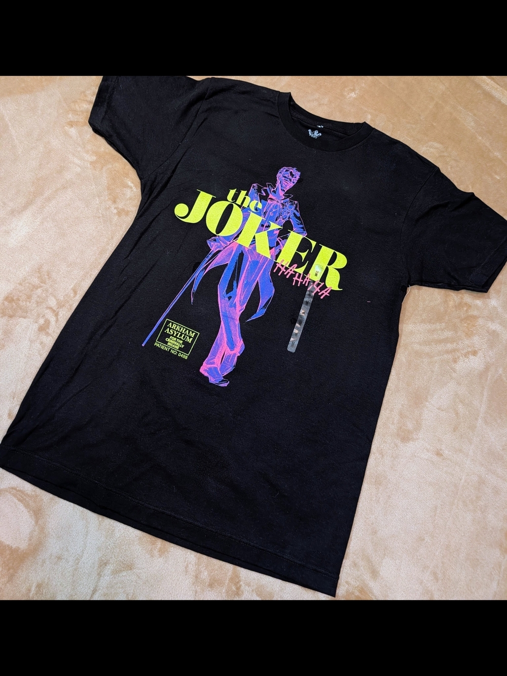 DC Black Tee with Light Teal Joker Print